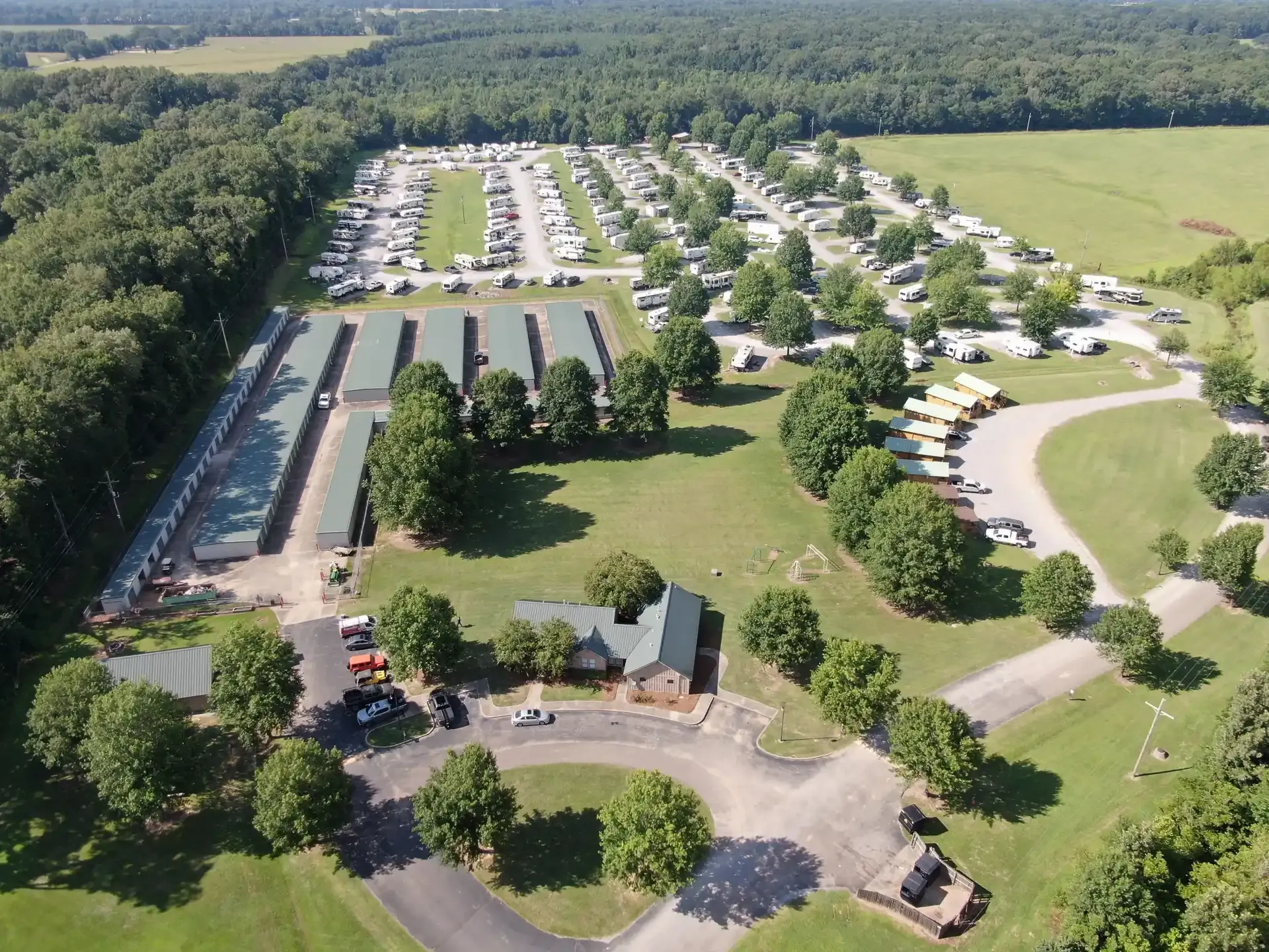 aerial shot of storage facility